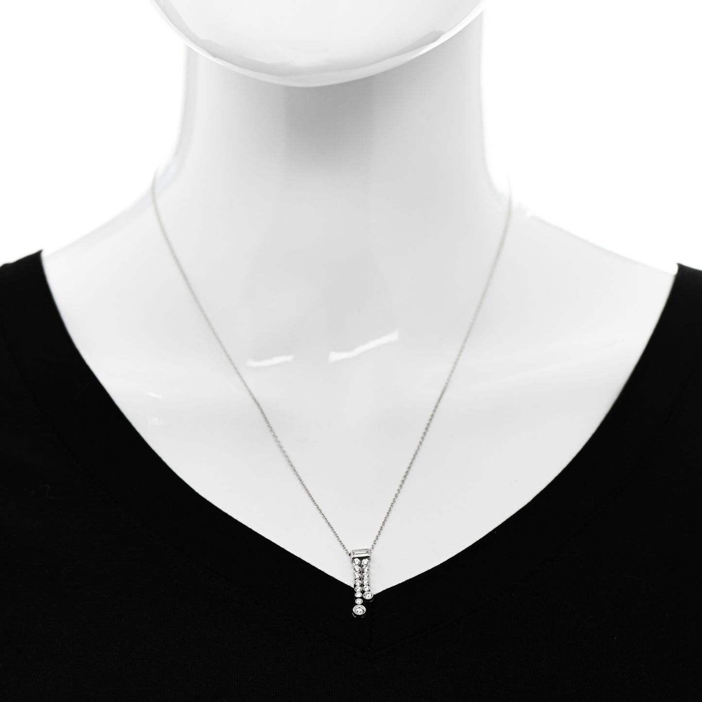 Platinum Diamond Jazz Double Drop Pendant Necklace