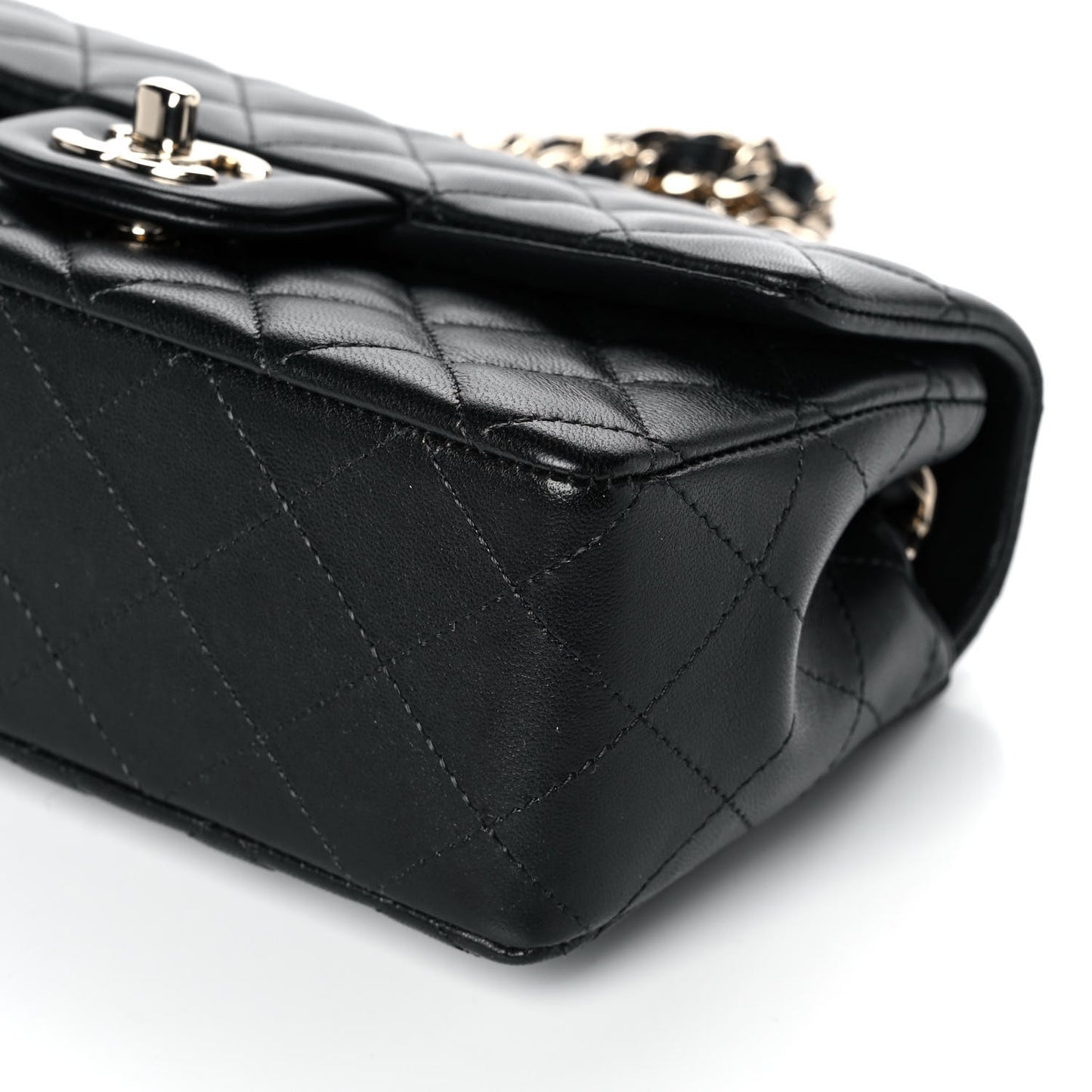 Lambskin Quilted Mini Coco Charms Rectangular Flap Black