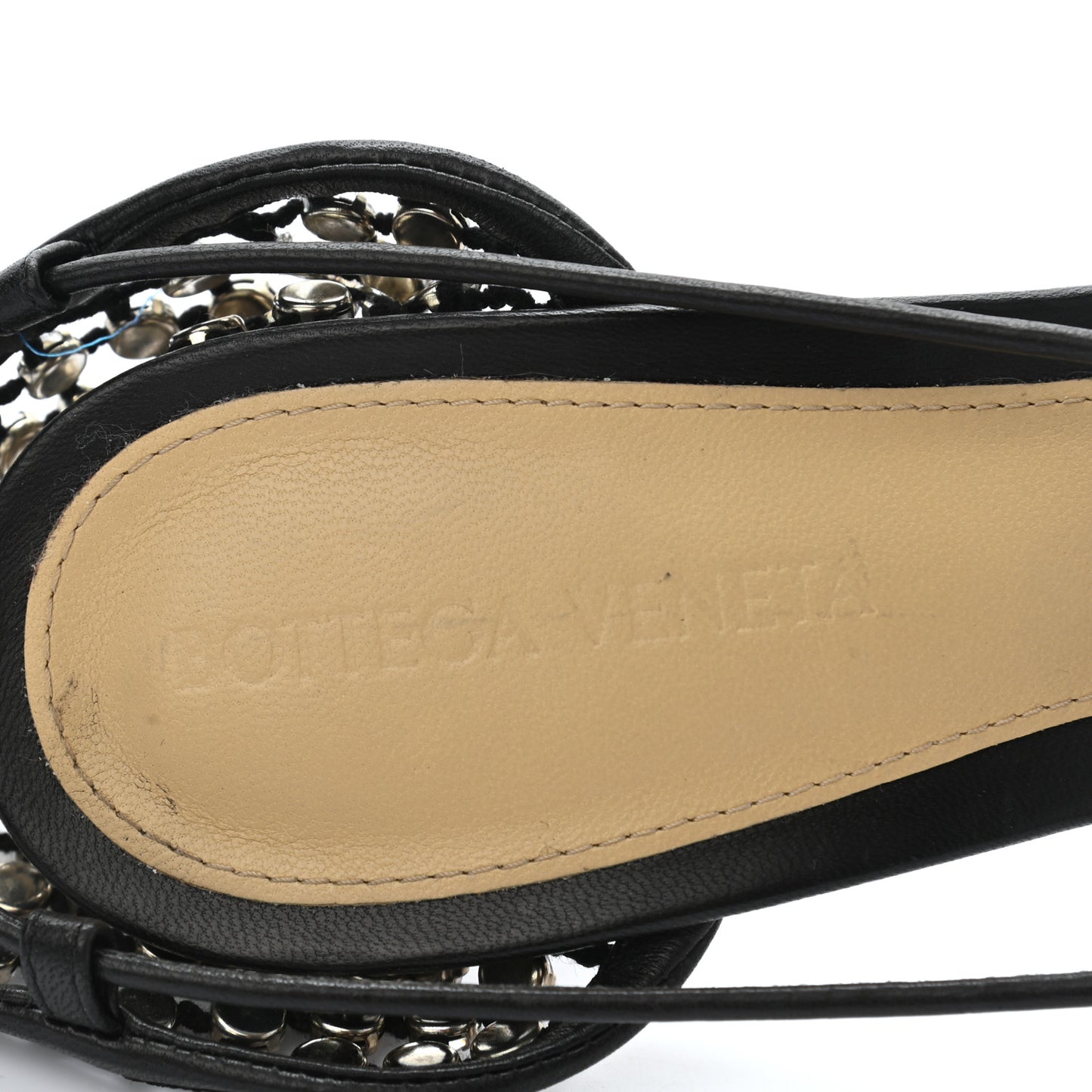 Mesh Nappa Crystal Embellished Sparkle Stretch Ankle Tie Sandals 39 Black