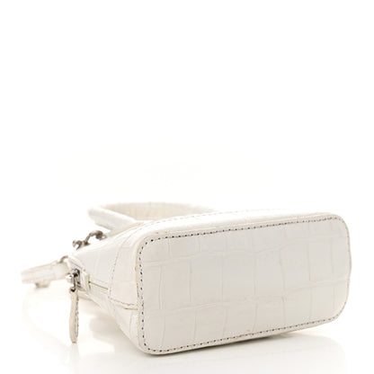 Balenciaga Calfskin Logo Crocodile Embossed Mini Ville Top Handle Bag White Black 4 of 18