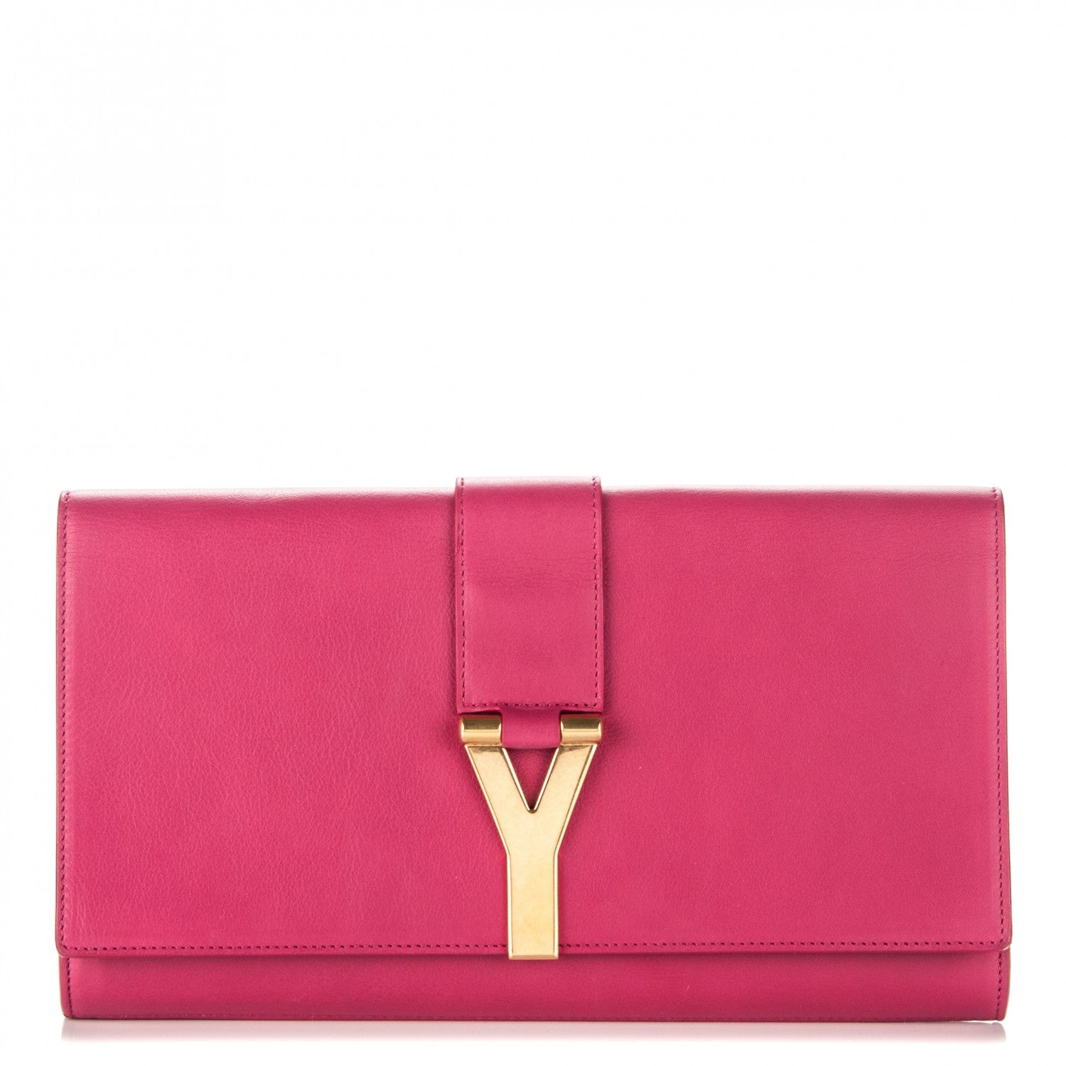 Saint Laurent Calfskin Classic Y Ligne Clutch Fuchsia 1 of 6