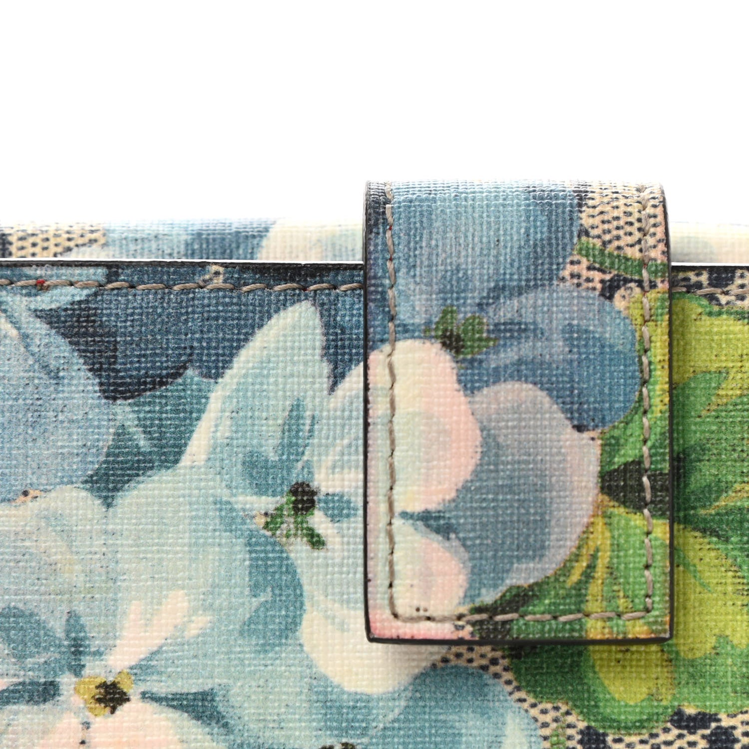 Gucci GG Supreme Monogram Blooms French Flap Wallet Beige Blue Navy Hibiscus Red 8 of 8