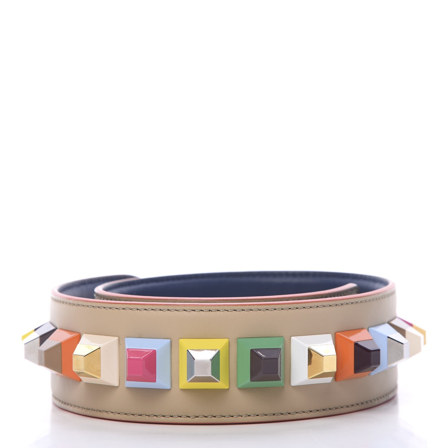 Fendi Vitello Century Plexiglass Bi-Color Studded Strap You Amido Blu Scuro 2 of 5