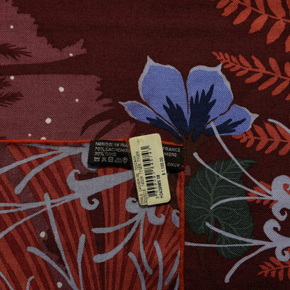 Hermes Cashmere Silk Tyger Tyger Shawl 140 Bordeaux Bleu Corail 3 of 5