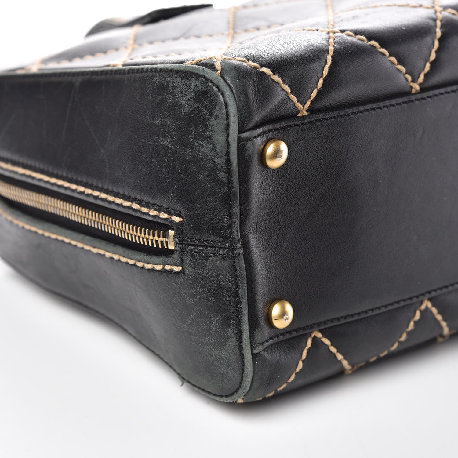 Chanel Calfskin Wild Stitch Top Handle Bag Black 8 of 17