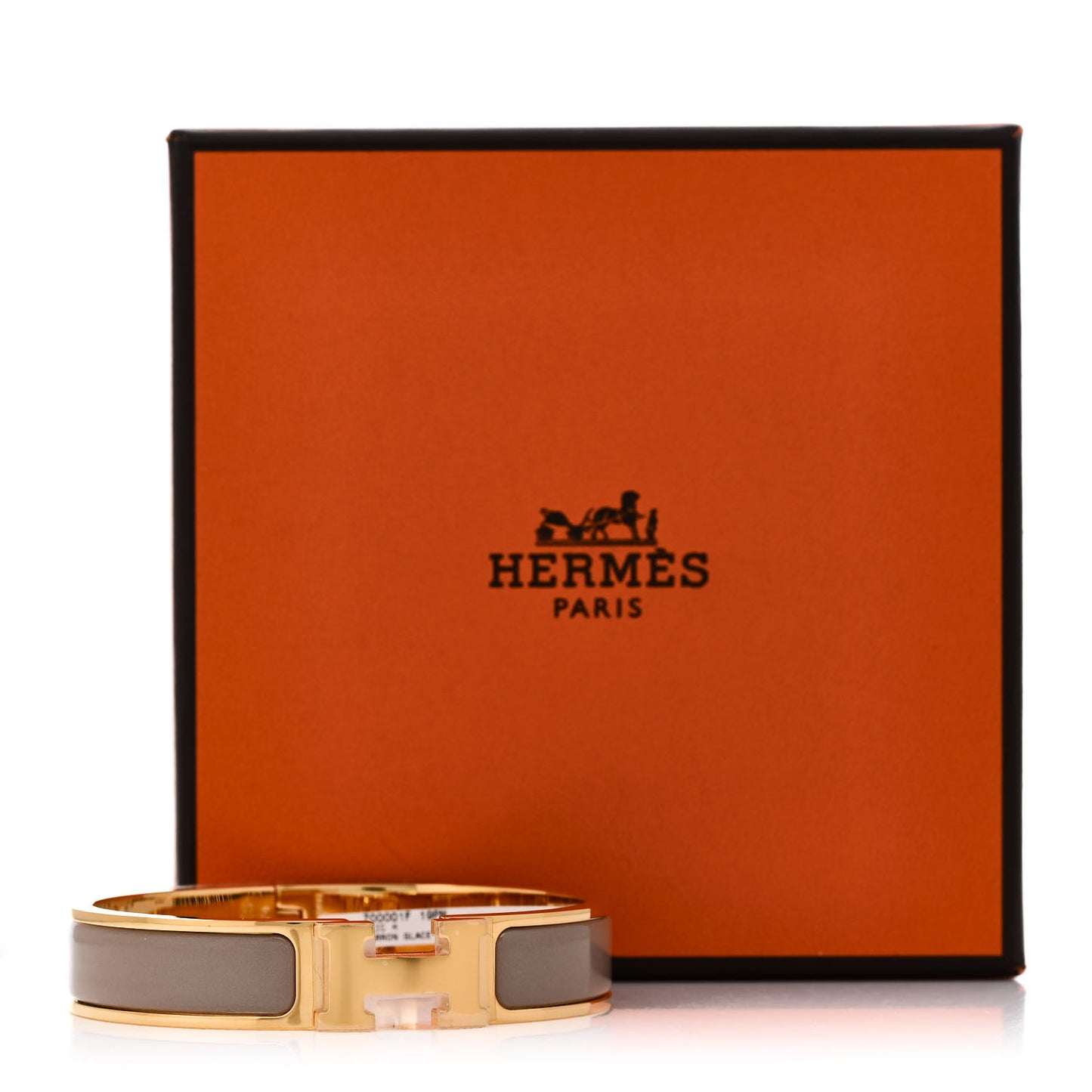 Enamel Narrow Clic Clac H Bracelet PM Marron Glace