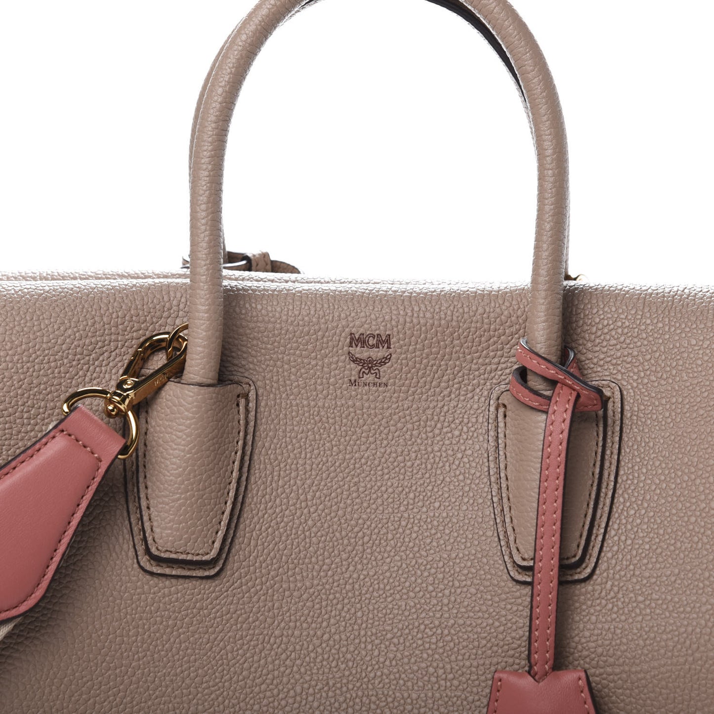 Grained Calfskin Medium Milla Tote Taupe Pink