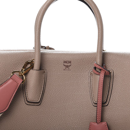 MCM Grained Calfskin Medium Milla Tote Taupe Pink 11 of 11