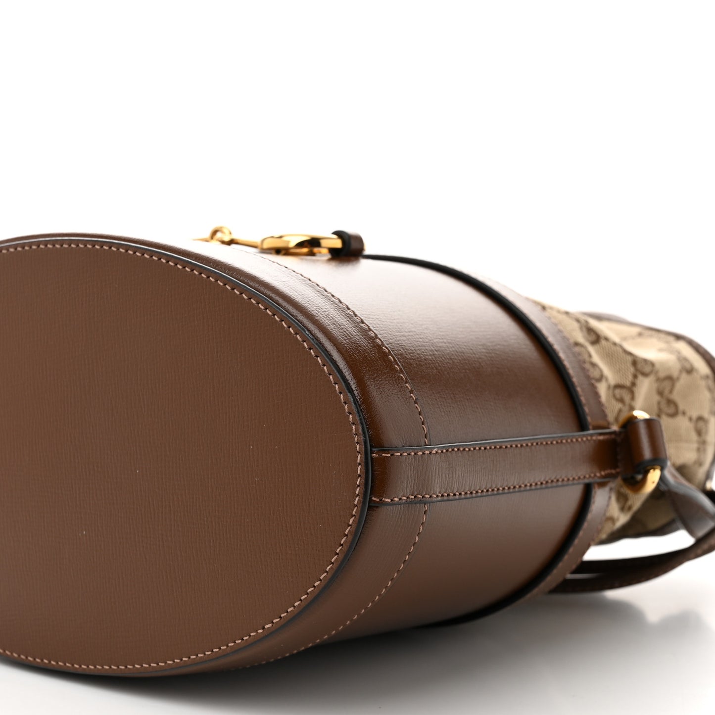 Monogram Textured Calfskin Horsebit 1955 Drawstring Bucket Bag Beige Brown Sugar