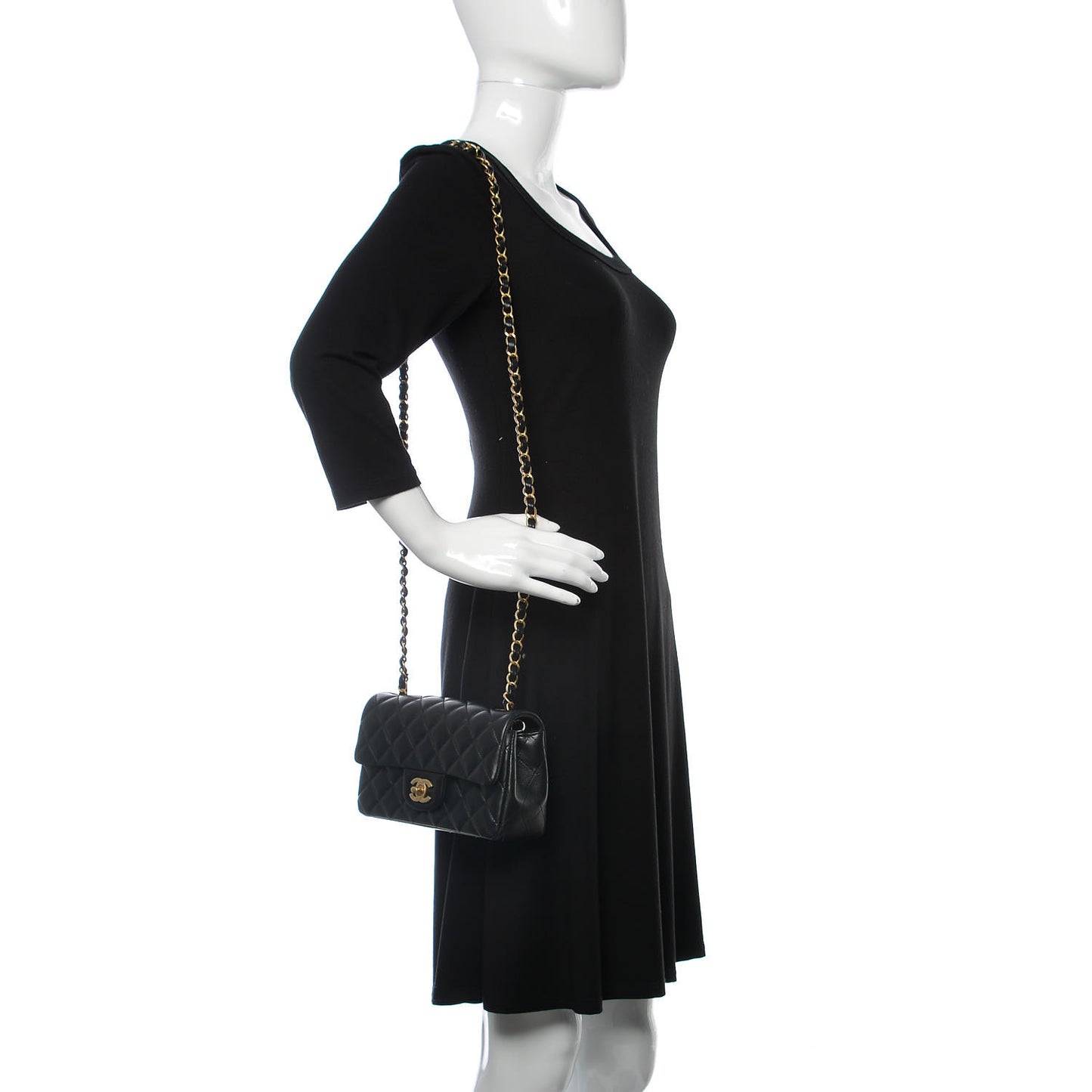 Lambskin Quilted Mini Rectangular Flap Black