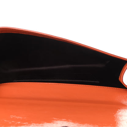 Saint Laurent Textured Patent Monogram Large Belle De Jour Clutch Orange 5 of 11