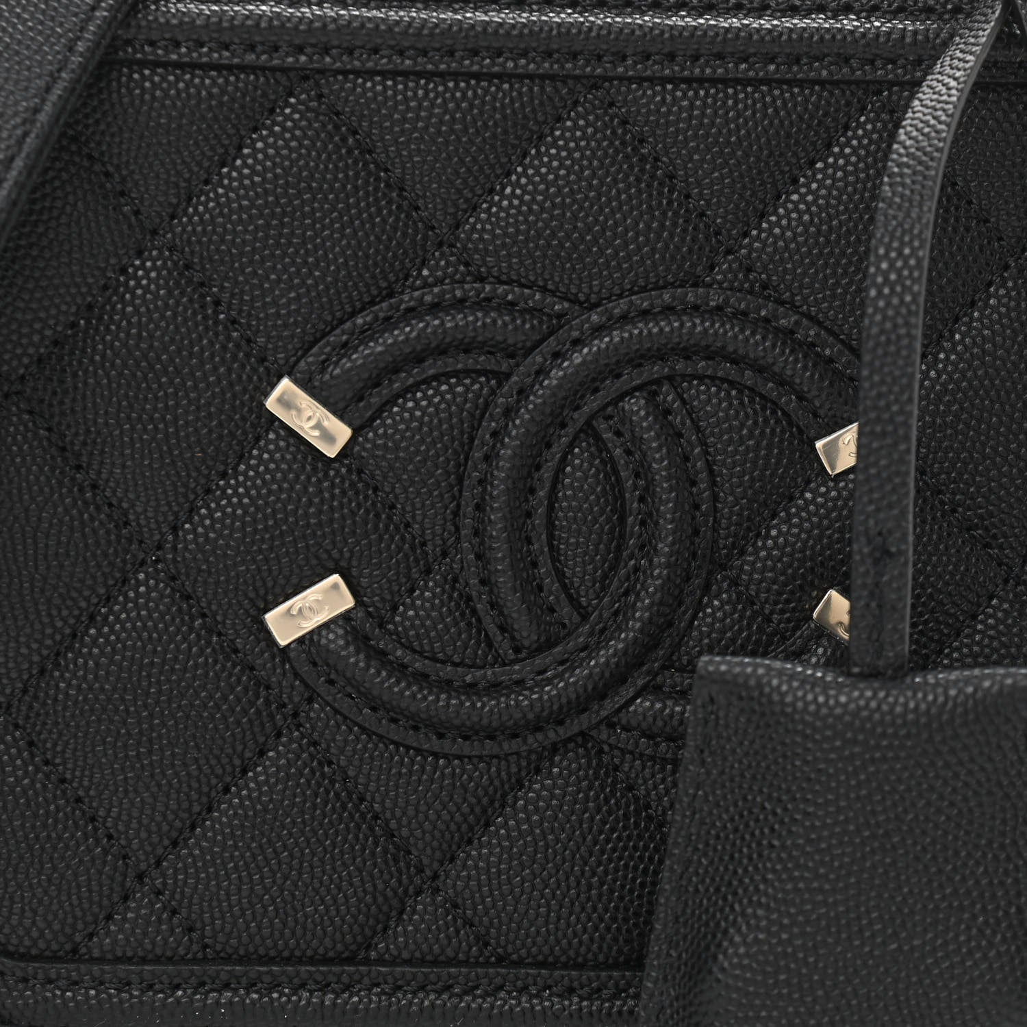 Chanel Caviar Quilted Small CC Filigree Vanity Case Black 8 of 11