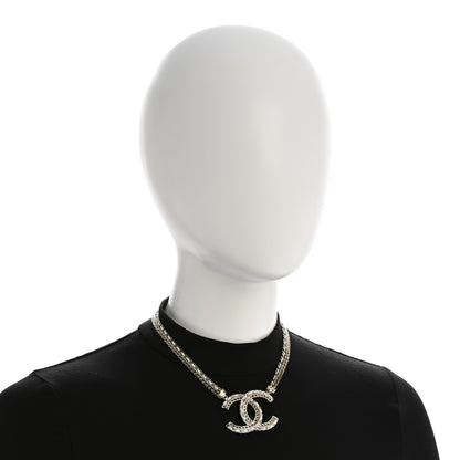 Chanel Metal Lambskin CC Chain Necklace Gold White 2 of 7