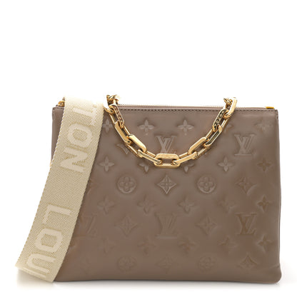 Louis Vuitton Lambskin Embossed Monogram Coussin PM Taupe 1 of 10