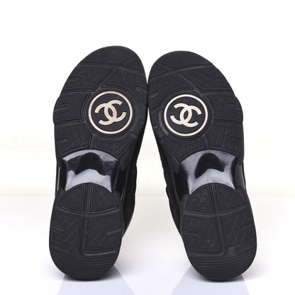 Chanel Toile Suede Calfskin CC Sneakers 39 Black 5 of 11