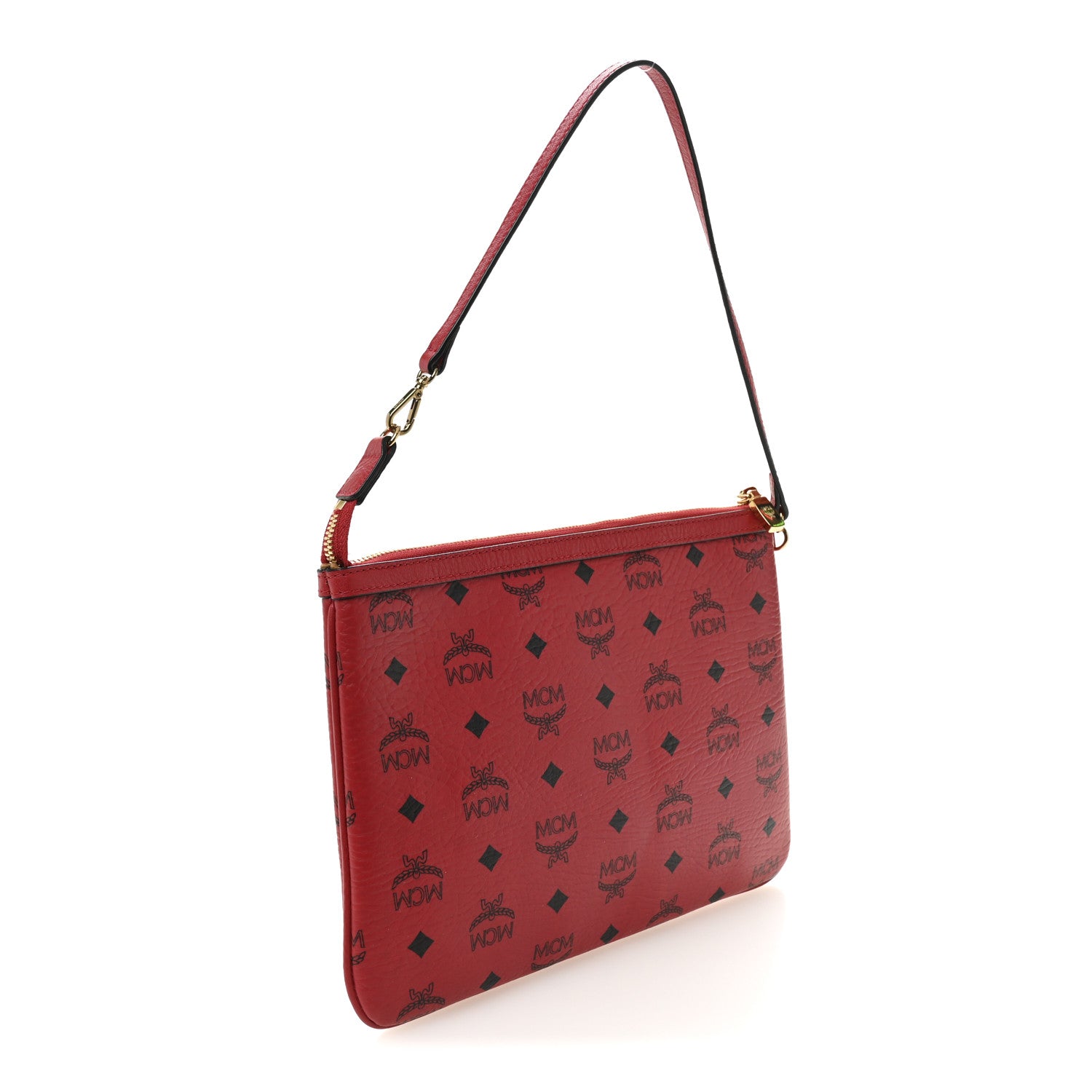 MCM Visetos Liz Shopper Tote Pouch Ruby Red 3 of 10