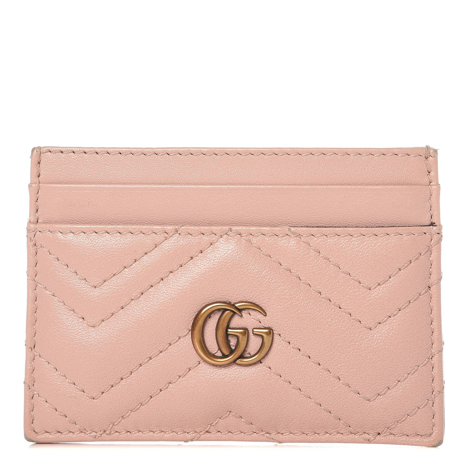 Gucci Calfskin Matelasse GG Marmont Card Holder Perfect Pink 1 of 6