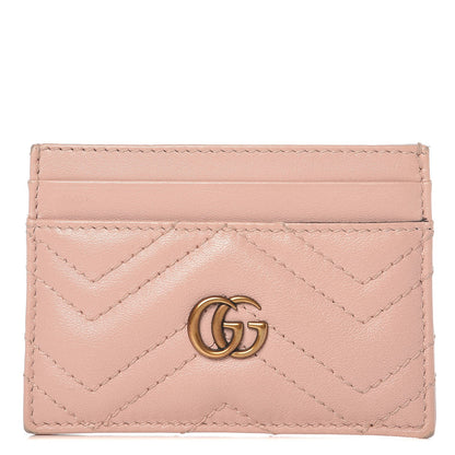 Gucci Calfskin Matelasse GG Marmont Card Holder Perfect Pink 1 of 6