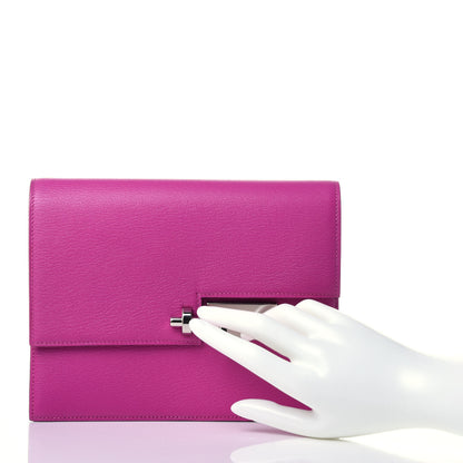 Hermes Chevre Mysore Verrou Clutch Magnolia 2 of 11