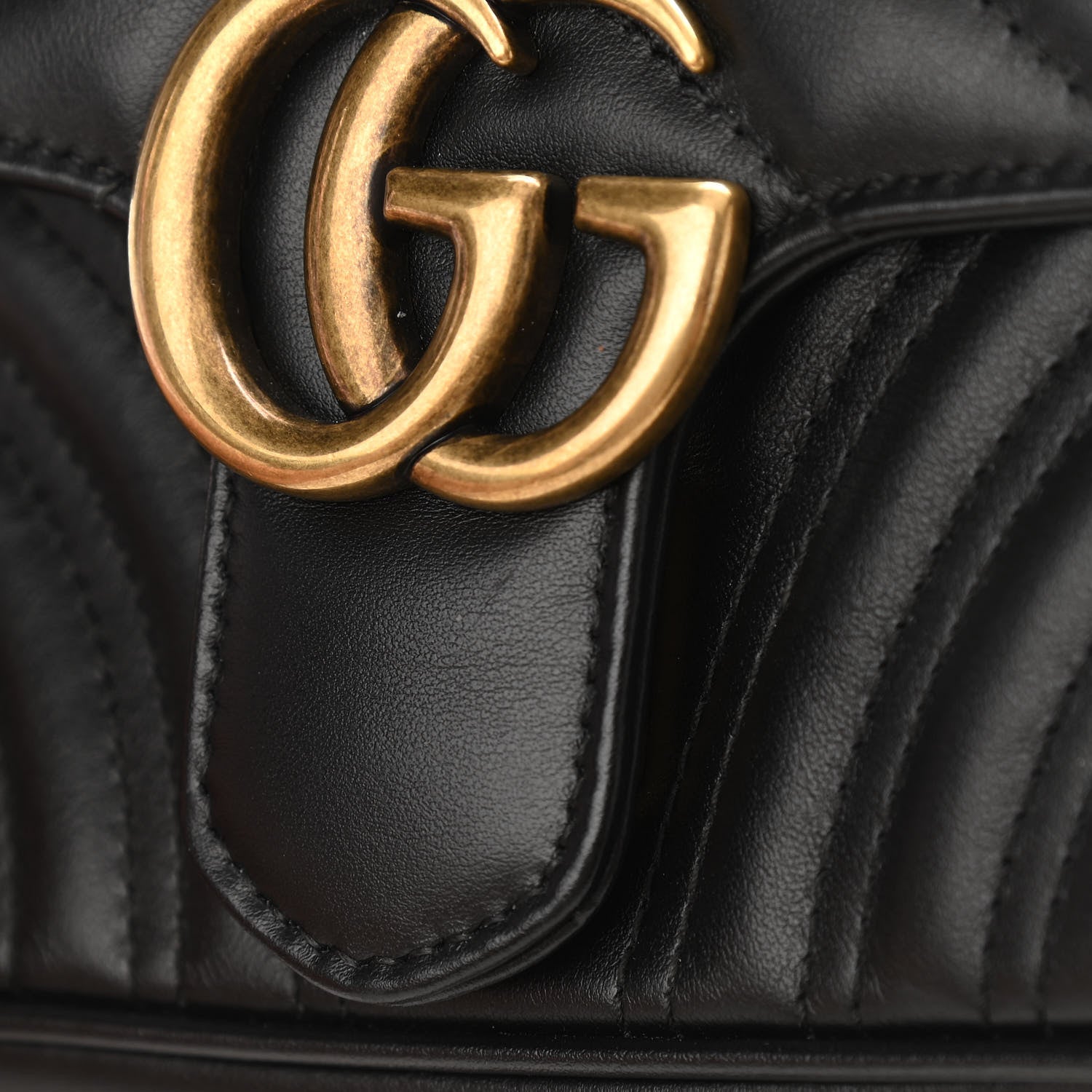Gucci Calfskin Matelasse Mini GG Marmont Shoulder Bag Black 10 of 14