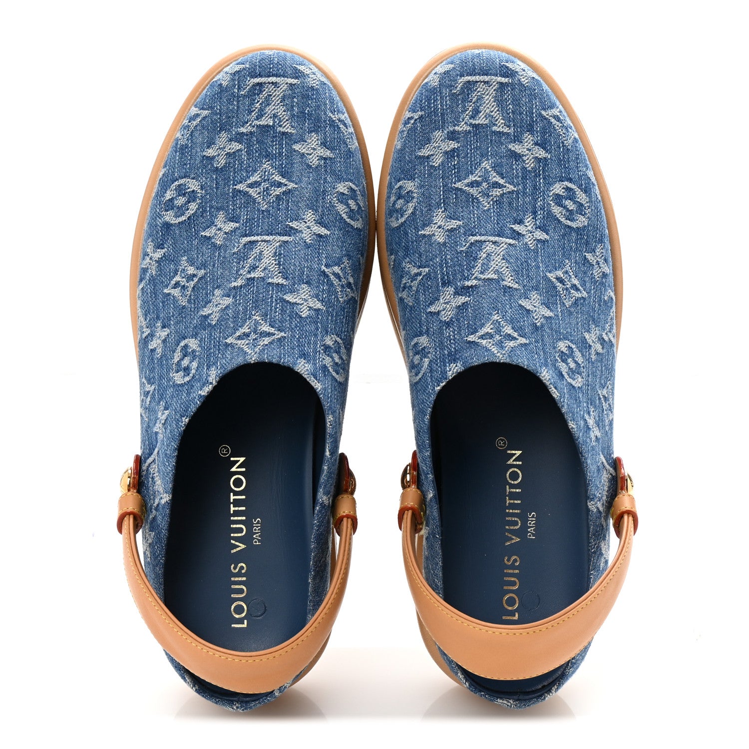 Louis Vuitton Monogram Denim Aspen Platform Clog Mules 41 Blue