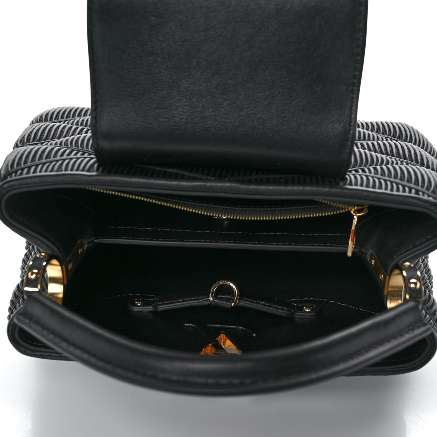 Louis Vuitton Calfskin Pleated Capucines BB Black 6 of 11