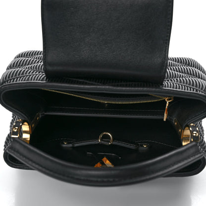 Louis Vuitton Calfskin Pleated Capucines BB Black 6 of 11