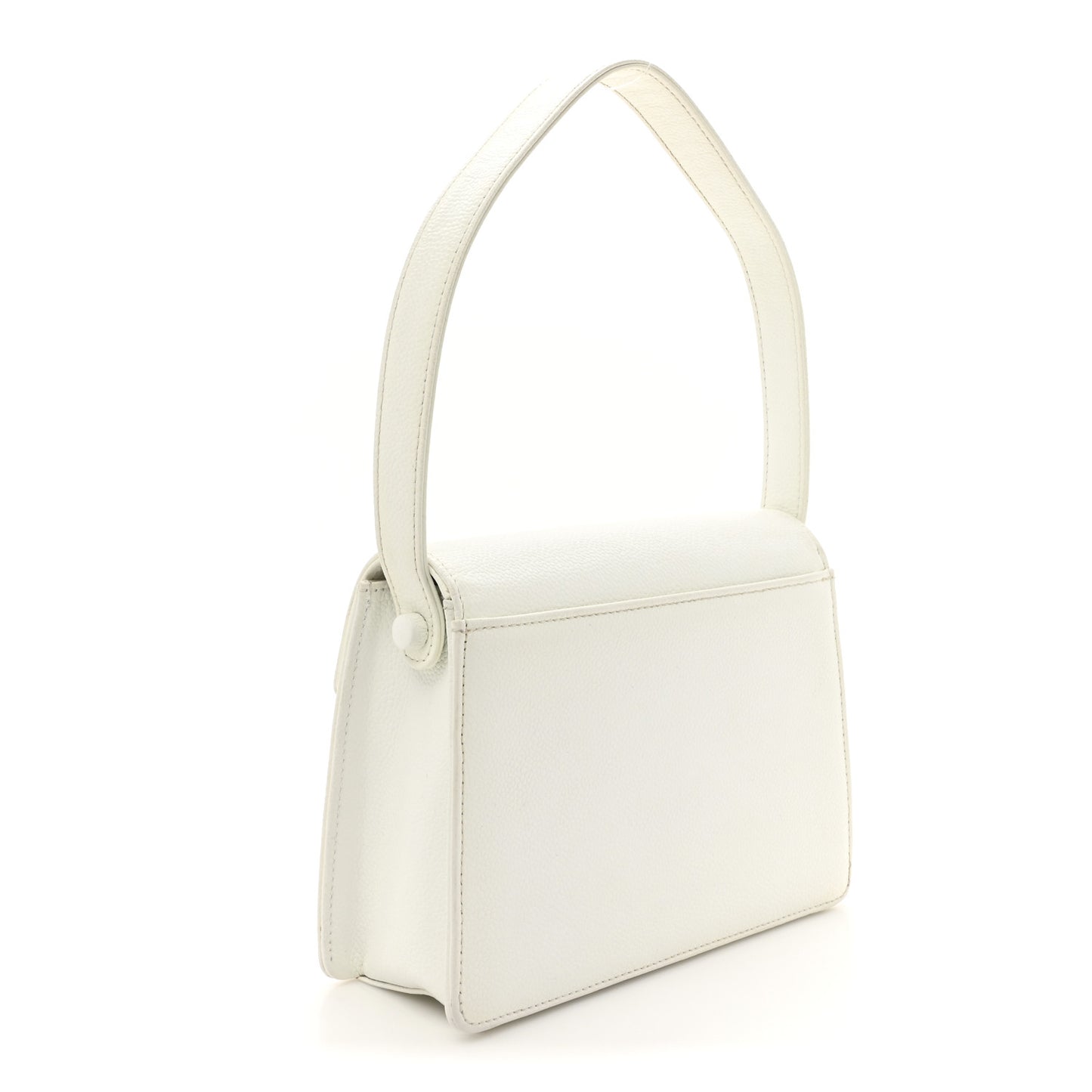Caviar Top Handle Kelly Flap White