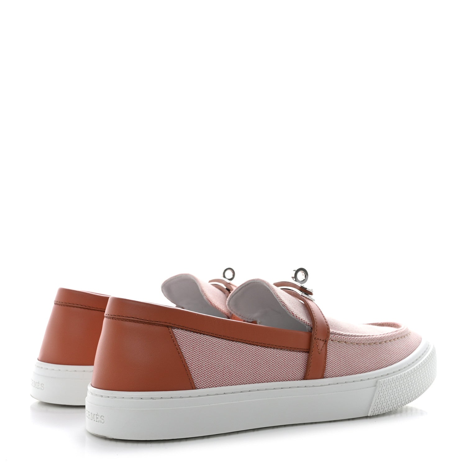 Hermes Toile De Coton Calfskin Womens Game Slip On Sneakers 39.5 Framboise Rose Bubinga 4 of 12