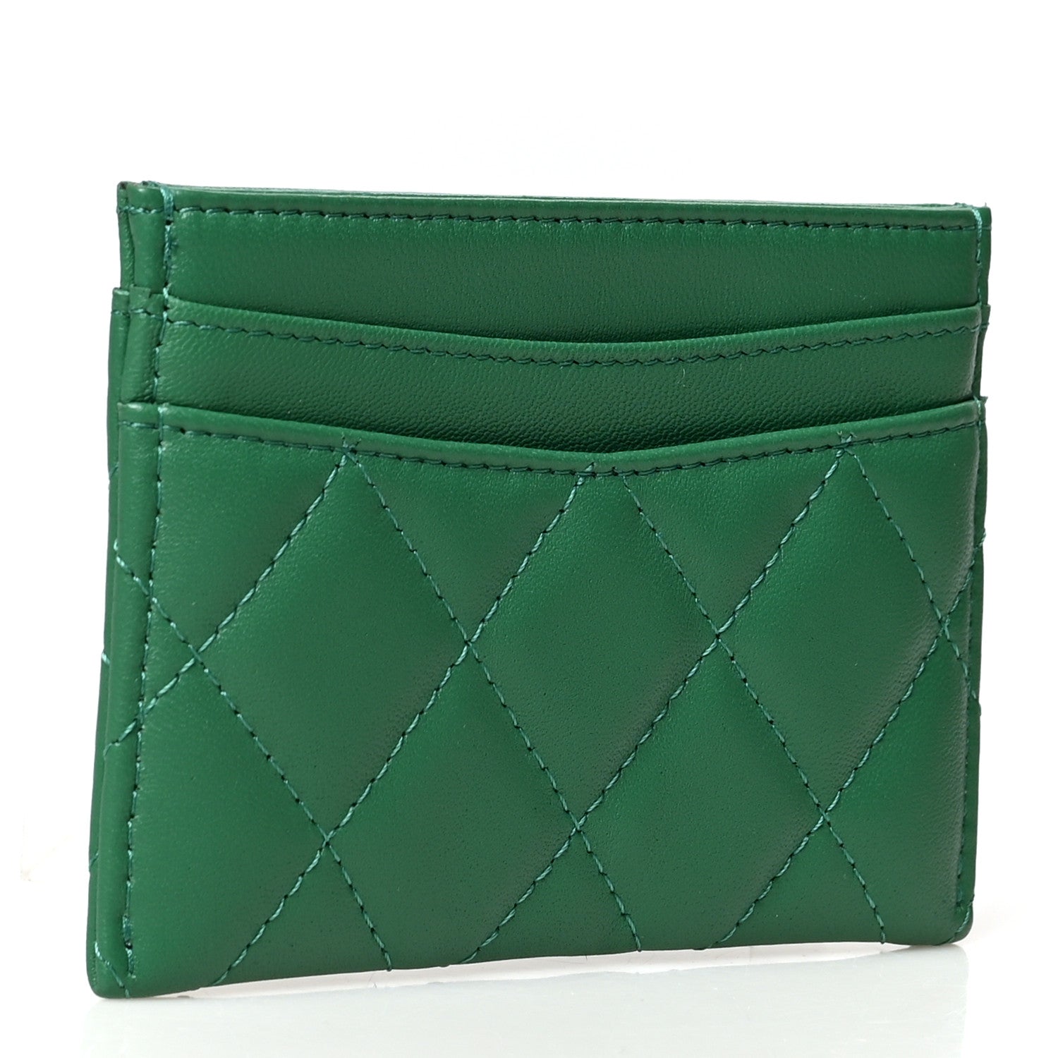 Chanel Lambskin Quilted Card Holder Green 1 of 9