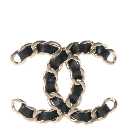 Chanel Lambskin Chain CC Brooch Black Gold 1 of 5