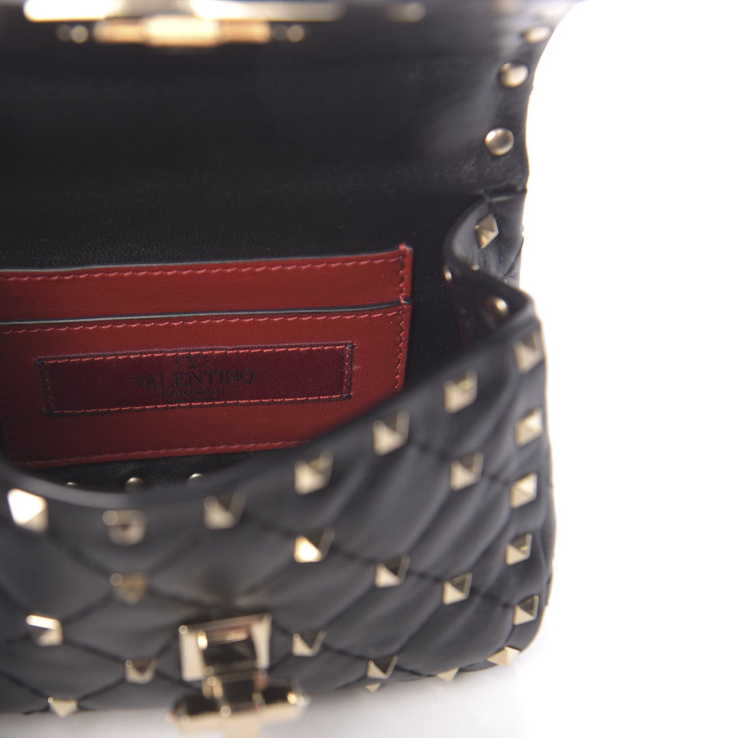 Nappa Micro Rockstud Spike Shoulder Bag Black