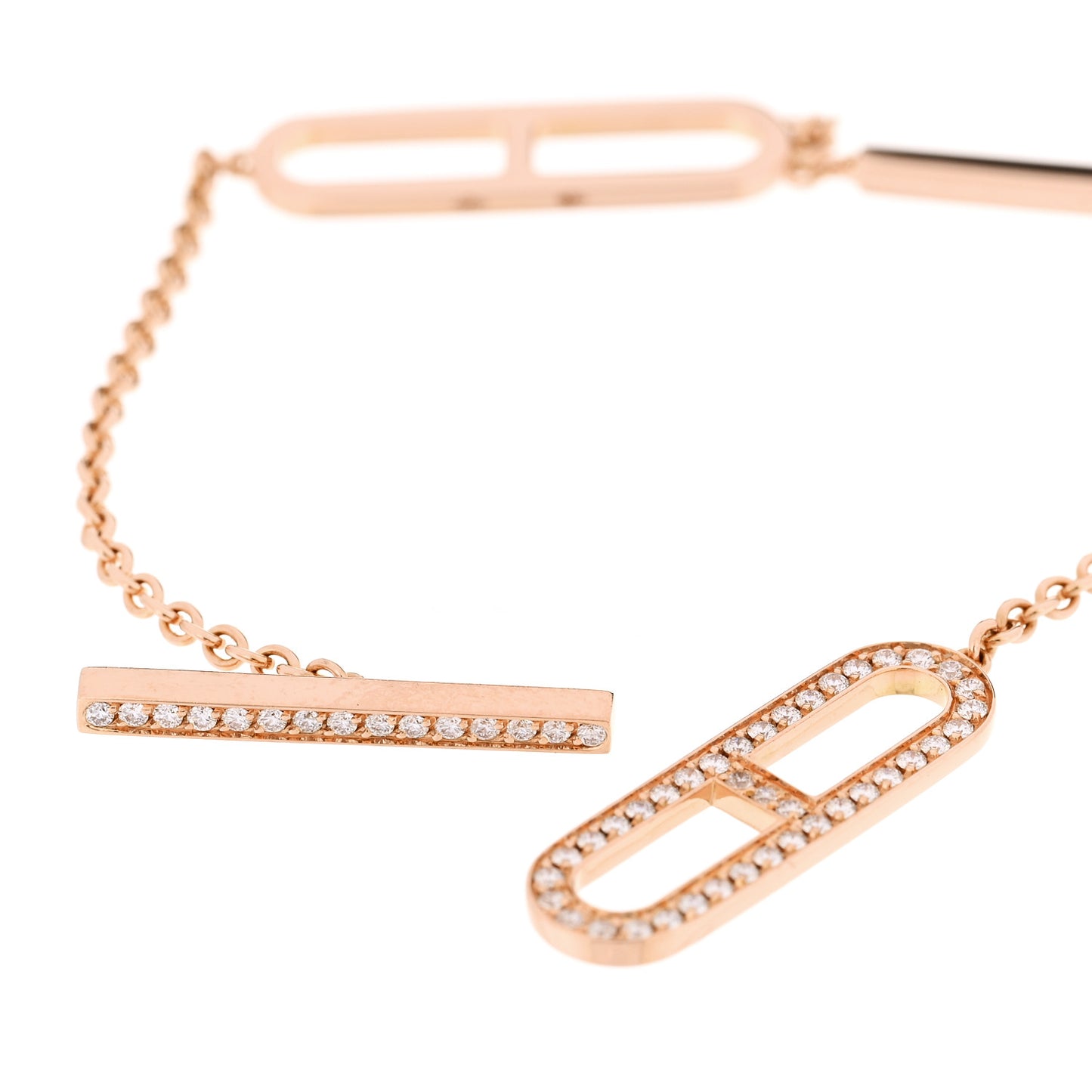 18K Rose Gold Diamond PM Ever Chaine D'Ancre Bracelet SH