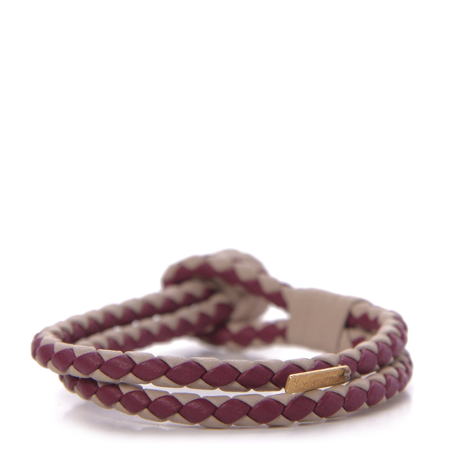 Bottega Veneta Nappa Intrecciato Two Tone Bracelet Bordeaux Beige 2 of 4