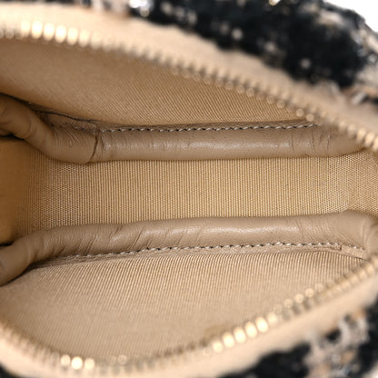 Chanel Tweed Shearling Round Clutch With Chain and Coin Purse Beige Black 5 of 10