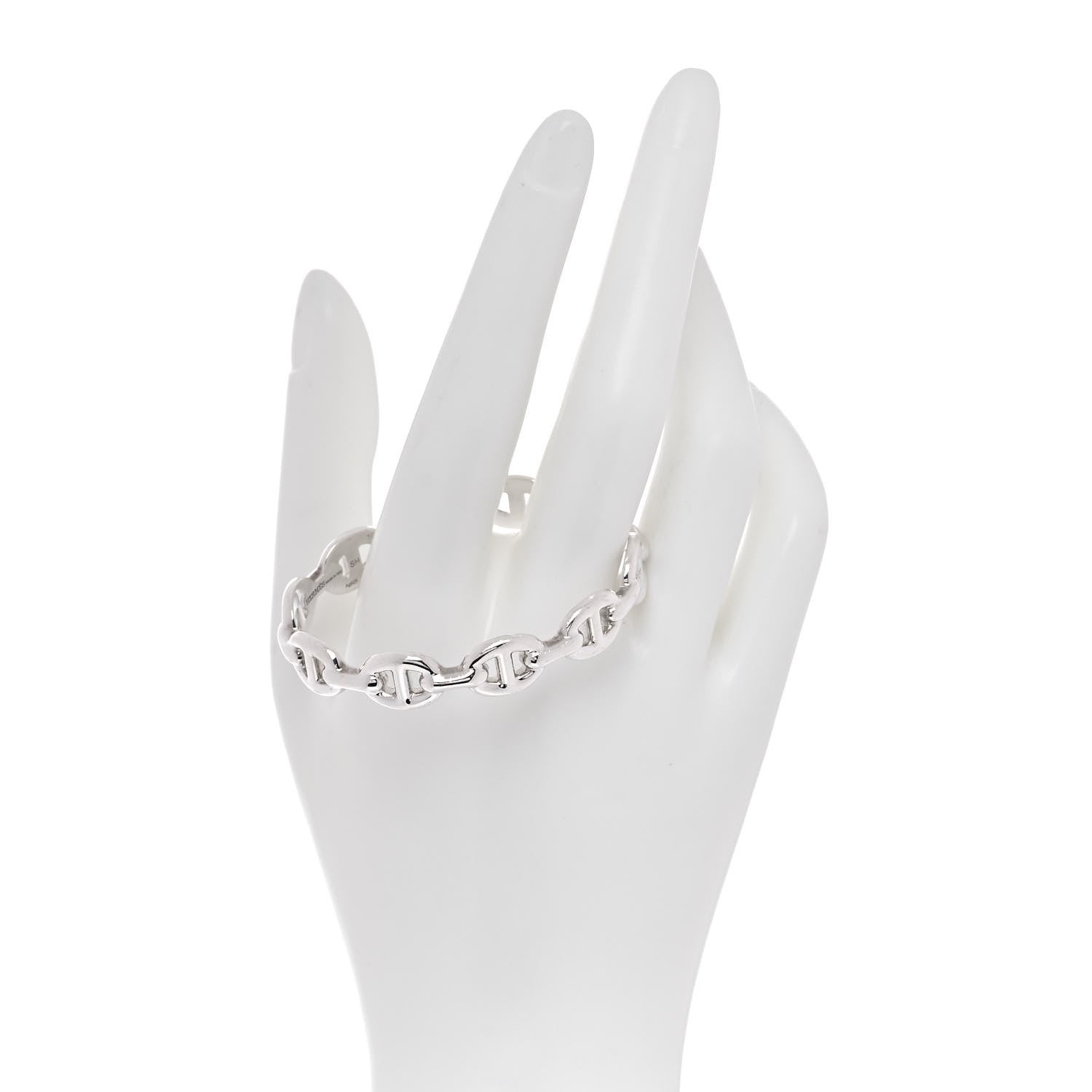 Hermes Sterling Silver MM Chaine d'Ancre Enchainee Cuff Bracelet SH 2 of 6