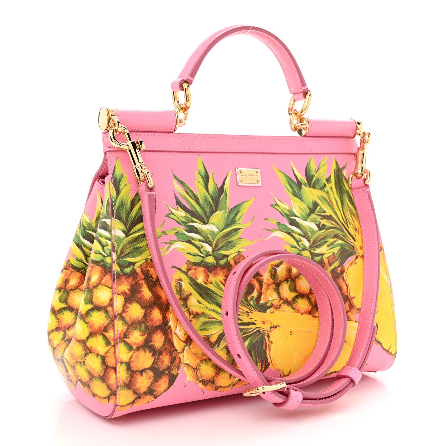 Dolce & Gabbana Dauphine Pineapple Print Small Miss Sicily Satchel Rosa 4 of 12