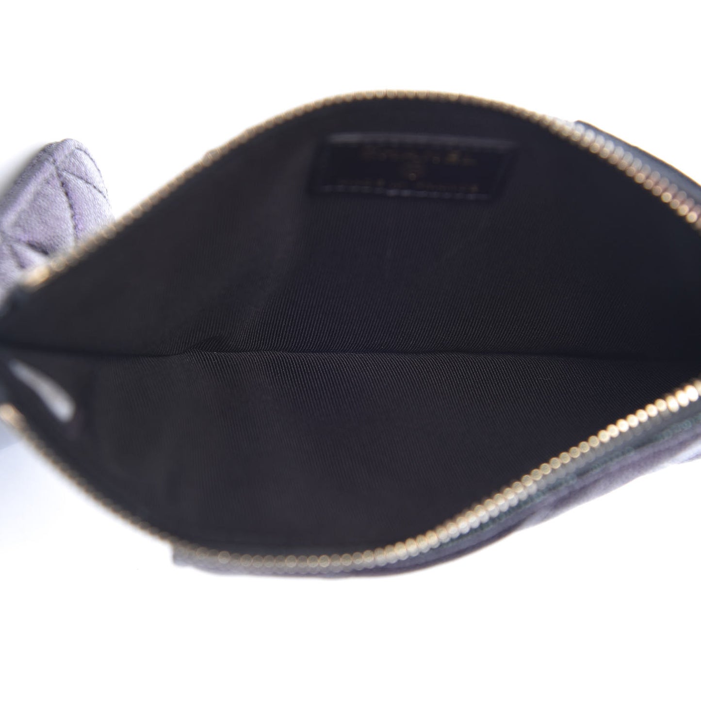 Iridescent Caviar Quilted Classic Flat Wallet Pouch Black