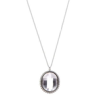 Tiffany Sterling Silver Crystal Ziegfeld Oval Pendant Necklace 1 of 6