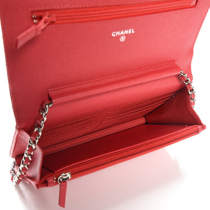 Chanel Caviar Chevron Quilted Wallet On Chain WOC Pink 5 of 9