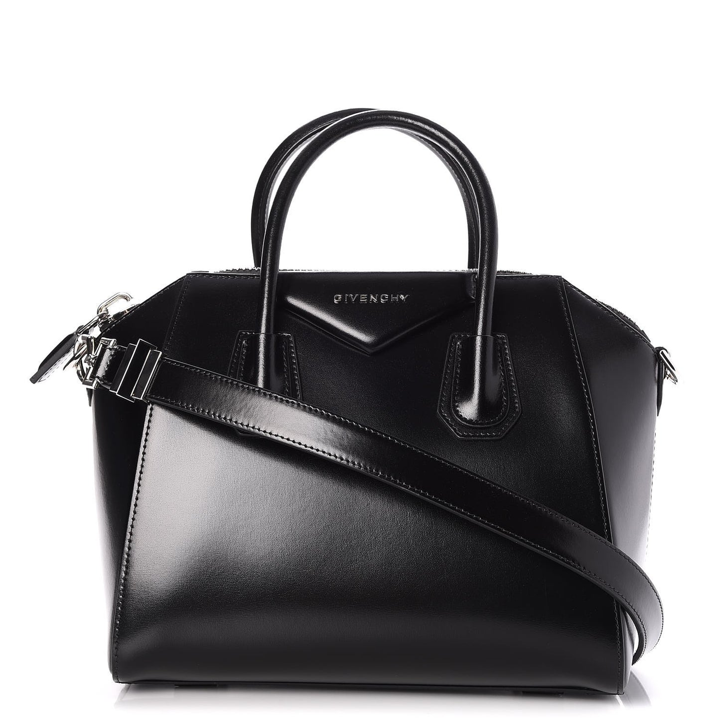 Shiny Lord Calfskin Small Antigona Black