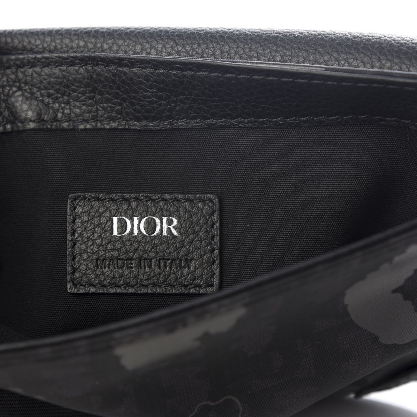 Calfskin Nylon Monogram Leopard Print Saddle Pouch Black