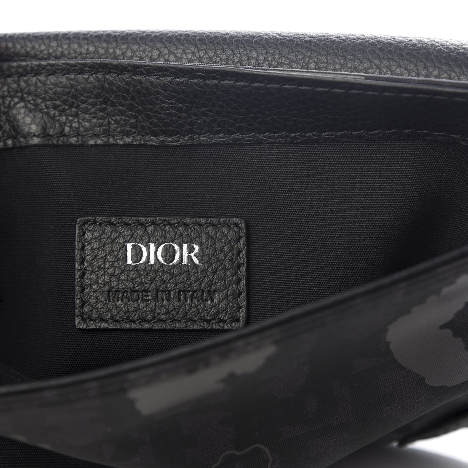 Christian Dior Calfskin Nylon Monogram Leopard Print Saddle Pouch Black 5 of 9