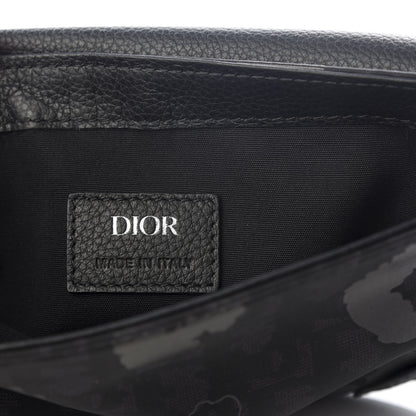 Christian Dior Calfskin Nylon Monogram Leopard Print Saddle Pouch Black 5 of 9