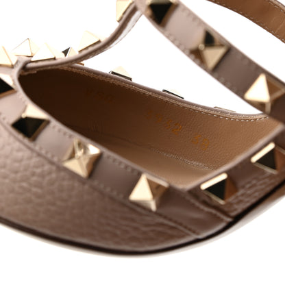 Valentino Garavani Pebbled Calfskin Rockstud Ankle Strap Pumps 38 Poudre 7 of 8