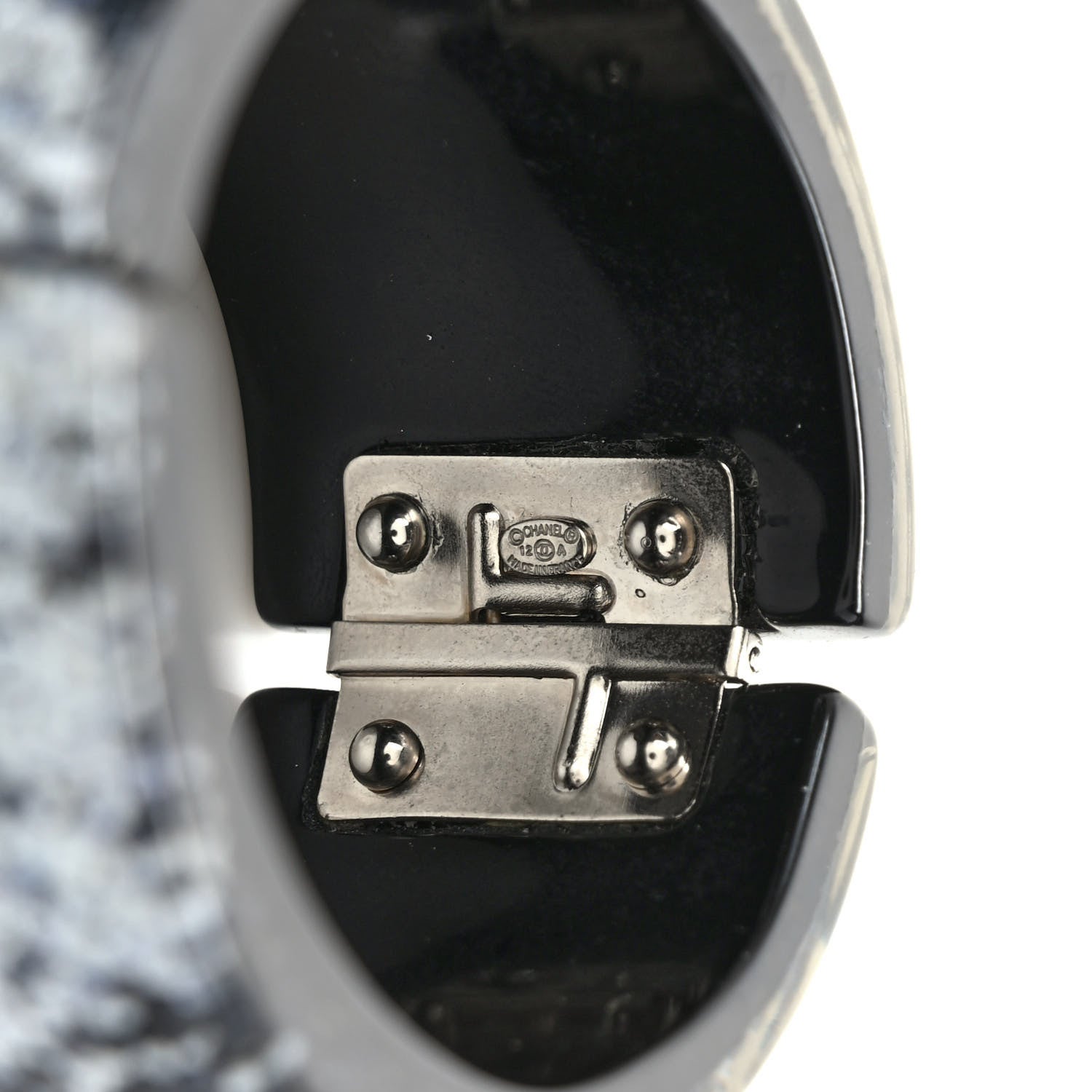 Chanel Resin Glitter CC Cuff Silver 5 of 6