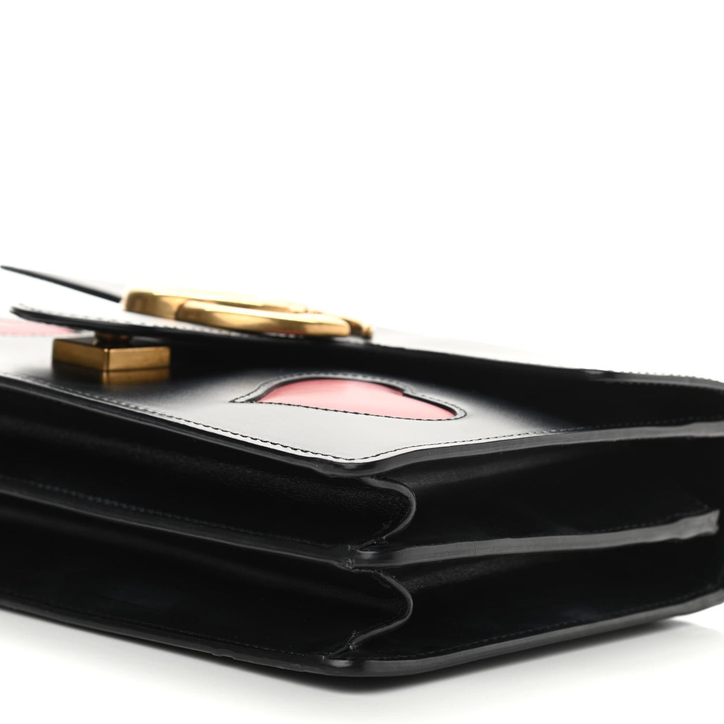 Knight Calfskin Malaga Kid Heart Medium GG Marmont Chain Handle Bag Black Hibiscus Red Multicolor