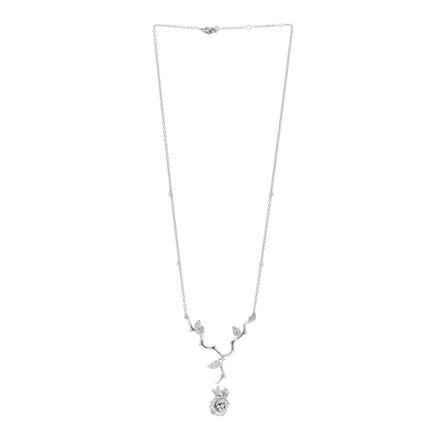 Christian Dior 18K White Gold Diamond Medium Rose Dior Bagatelle Drop Necklace 3 of 4