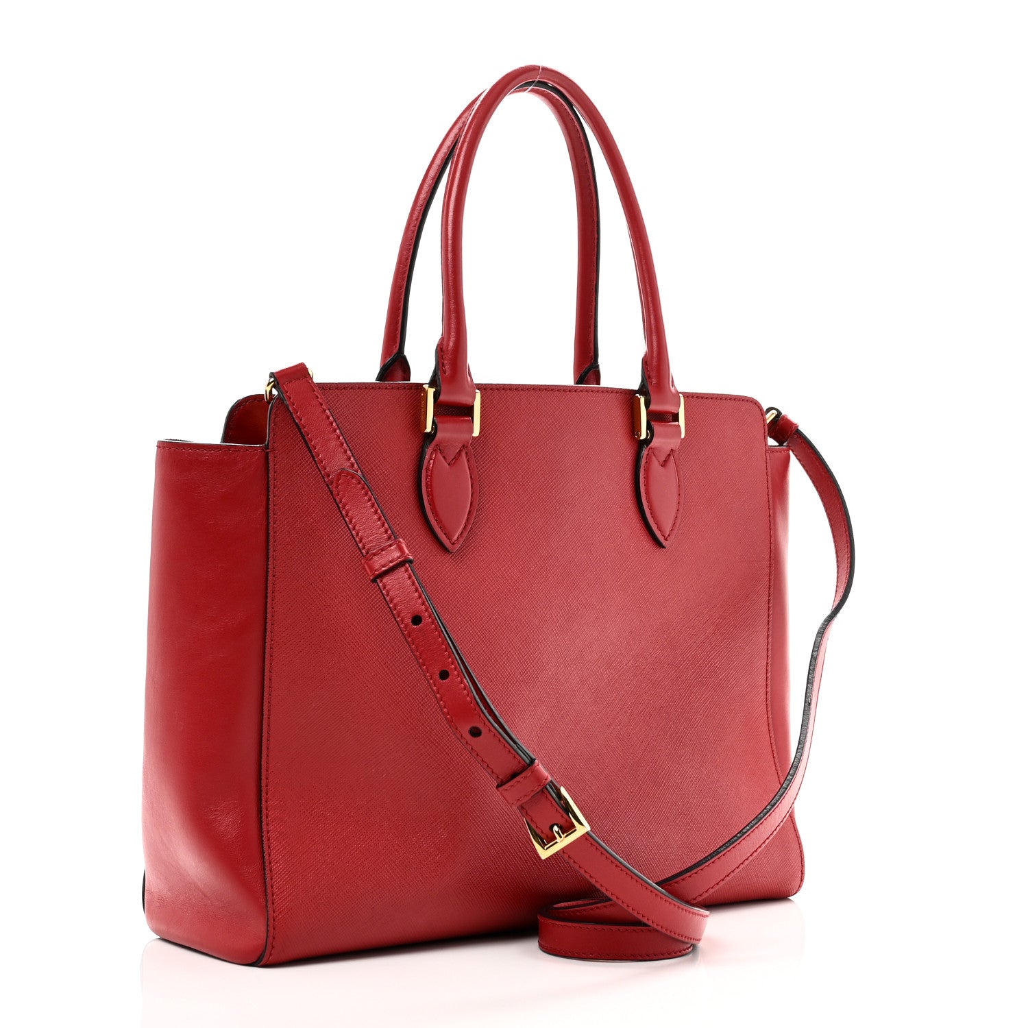 Prada Saffiano Soft Calfskin Small Zippered Tote Fuoco 3 of 9