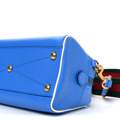Gucci X ADIDAS Textured Dollar Calfskin Web Trefoil Logo Embossed Mini Bowling Bag Blue 10 of 10